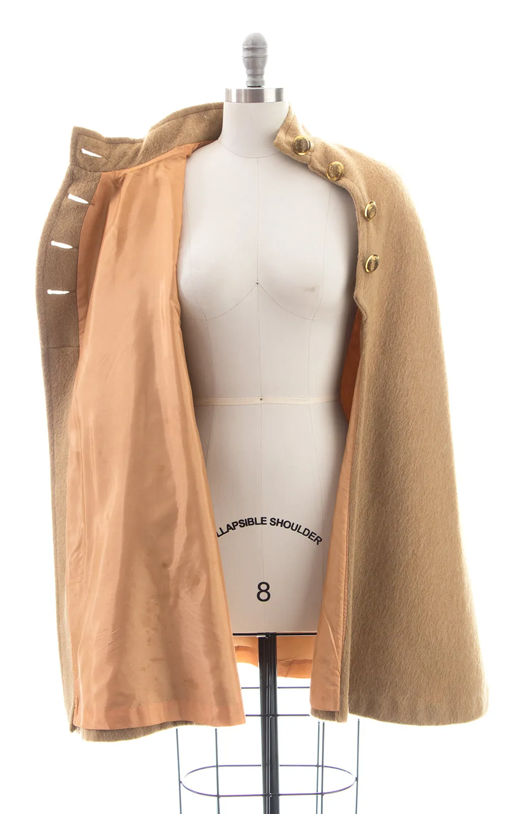 1960s 1970s Beige Wool Mohair Belted Cape | small/medium/large