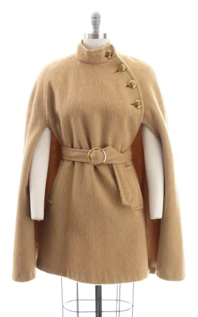 1960s 1970s Beige Wool Mohair Belted Cape | small/medium/large