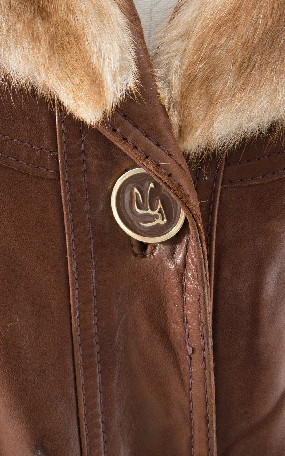 1970s Buttery Soft Leather   Fox Fur Princess Coat | small/medium