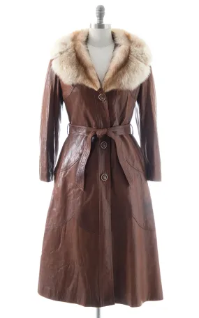 1970s Buttery Soft Leather   Fox Fur Princess Coat | small/medium