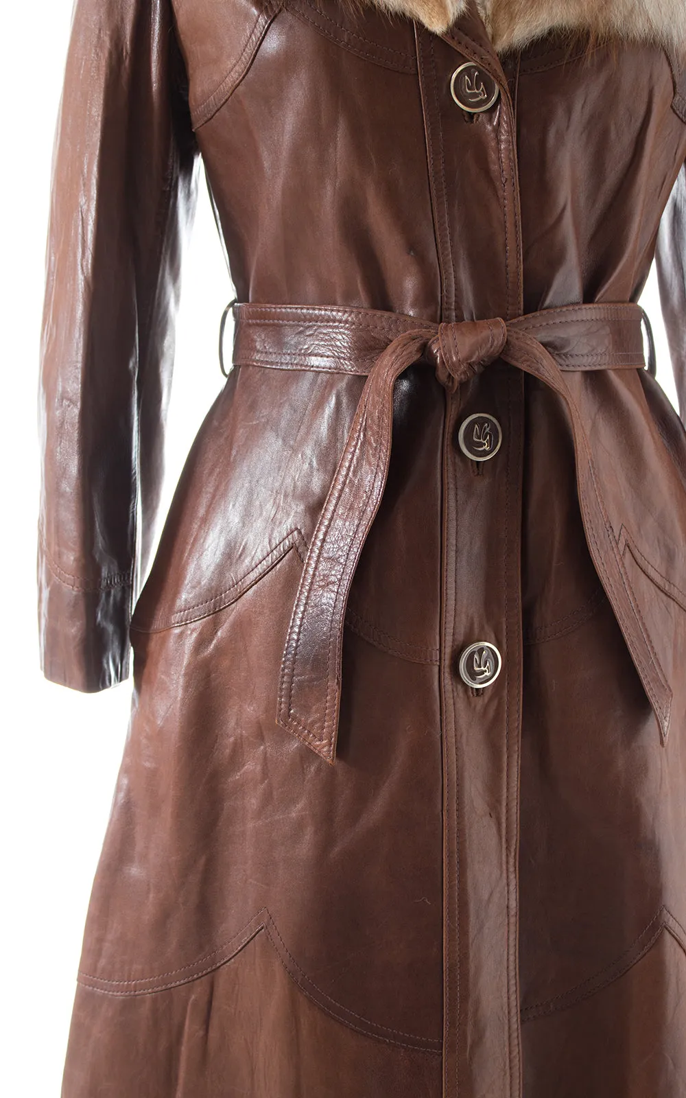 1970s Buttery Soft Leather   Fox Fur Princess Coat | small/medium