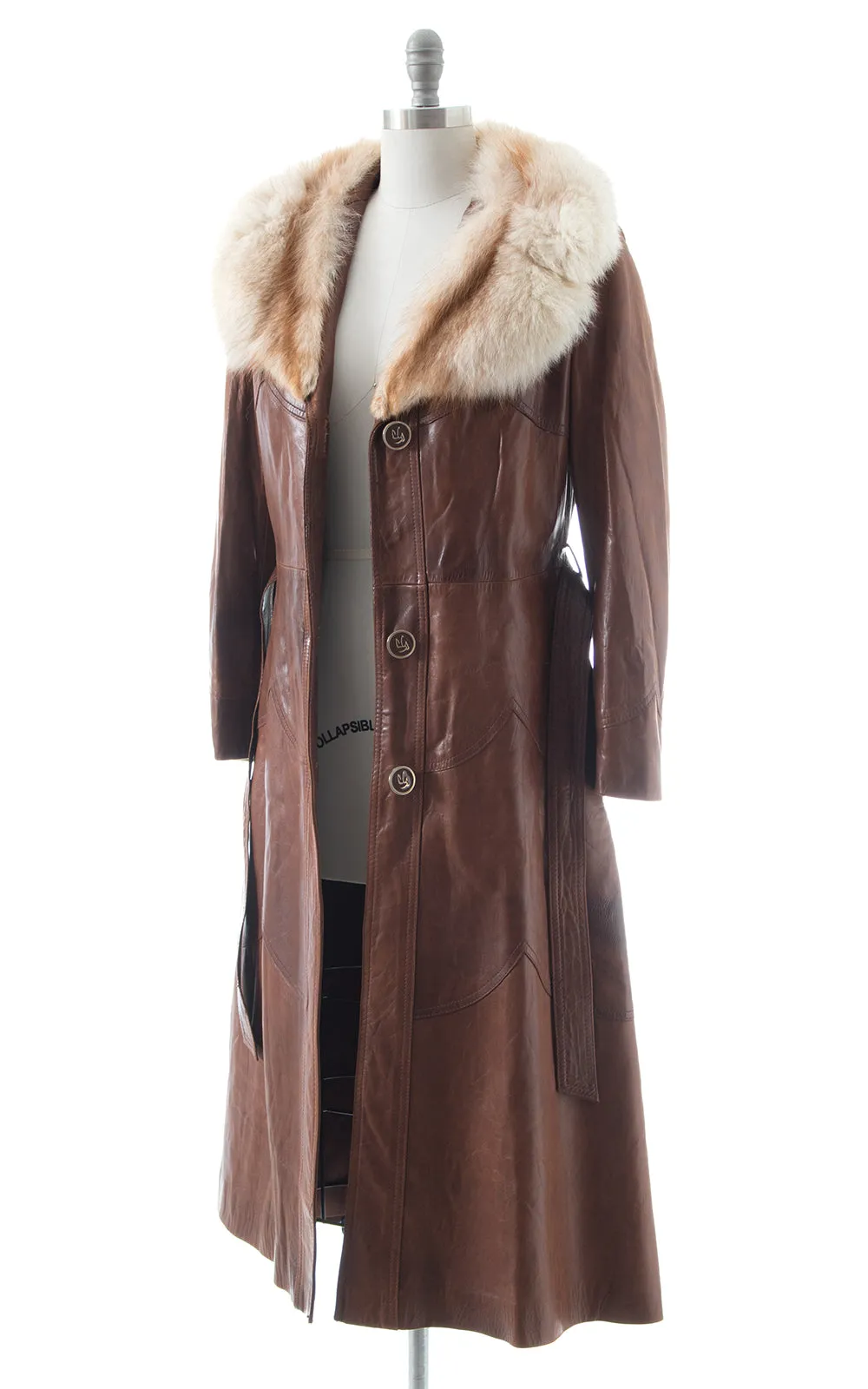 1970s Buttery Soft Leather   Fox Fur Princess Coat | small/medium