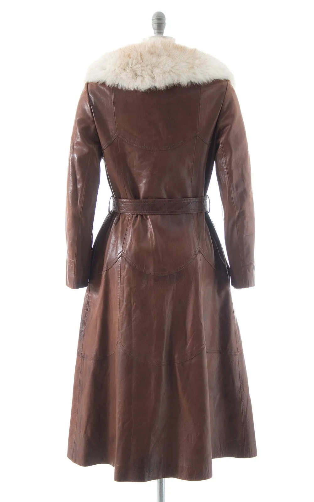 1970s Buttery Soft Leather   Fox Fur Princess Coat | small/medium
