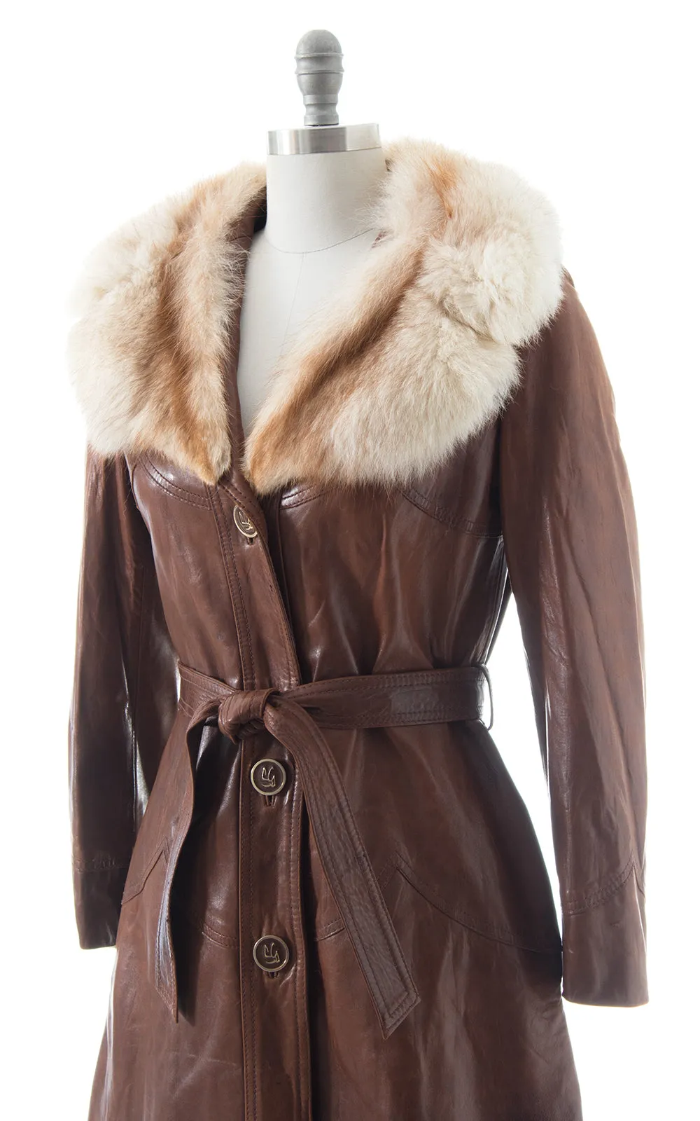 1970s Buttery Soft Leather   Fox Fur Princess Coat | small/medium