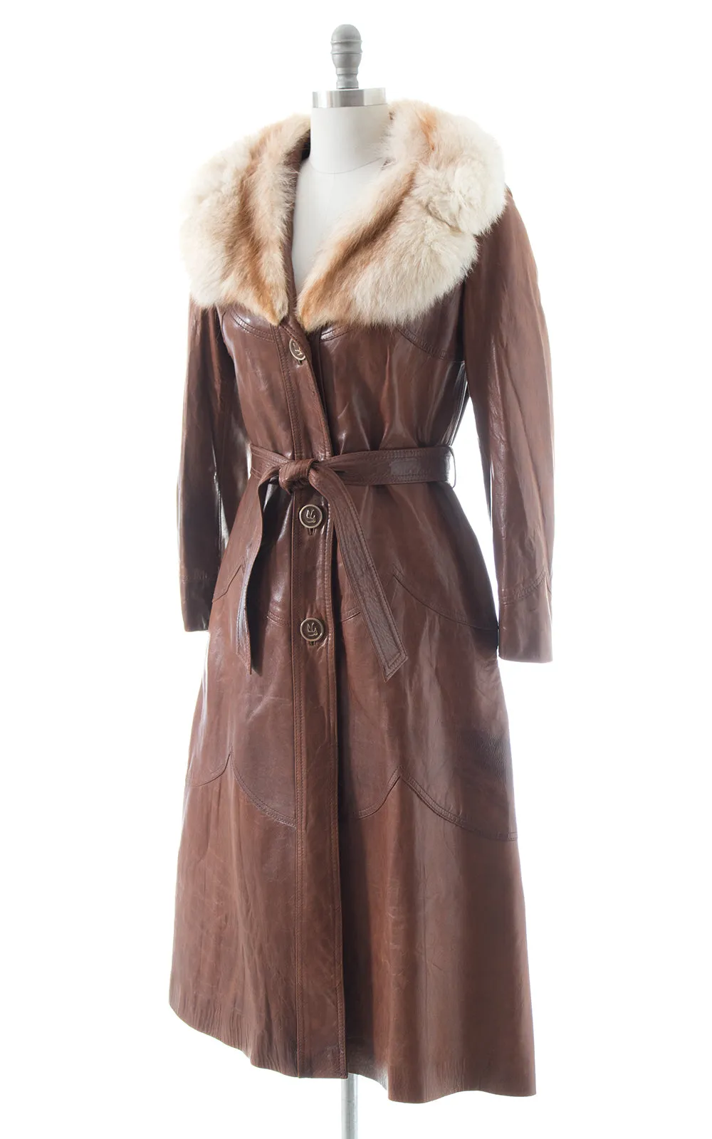 1970s Buttery Soft Leather   Fox Fur Princess Coat | small/medium