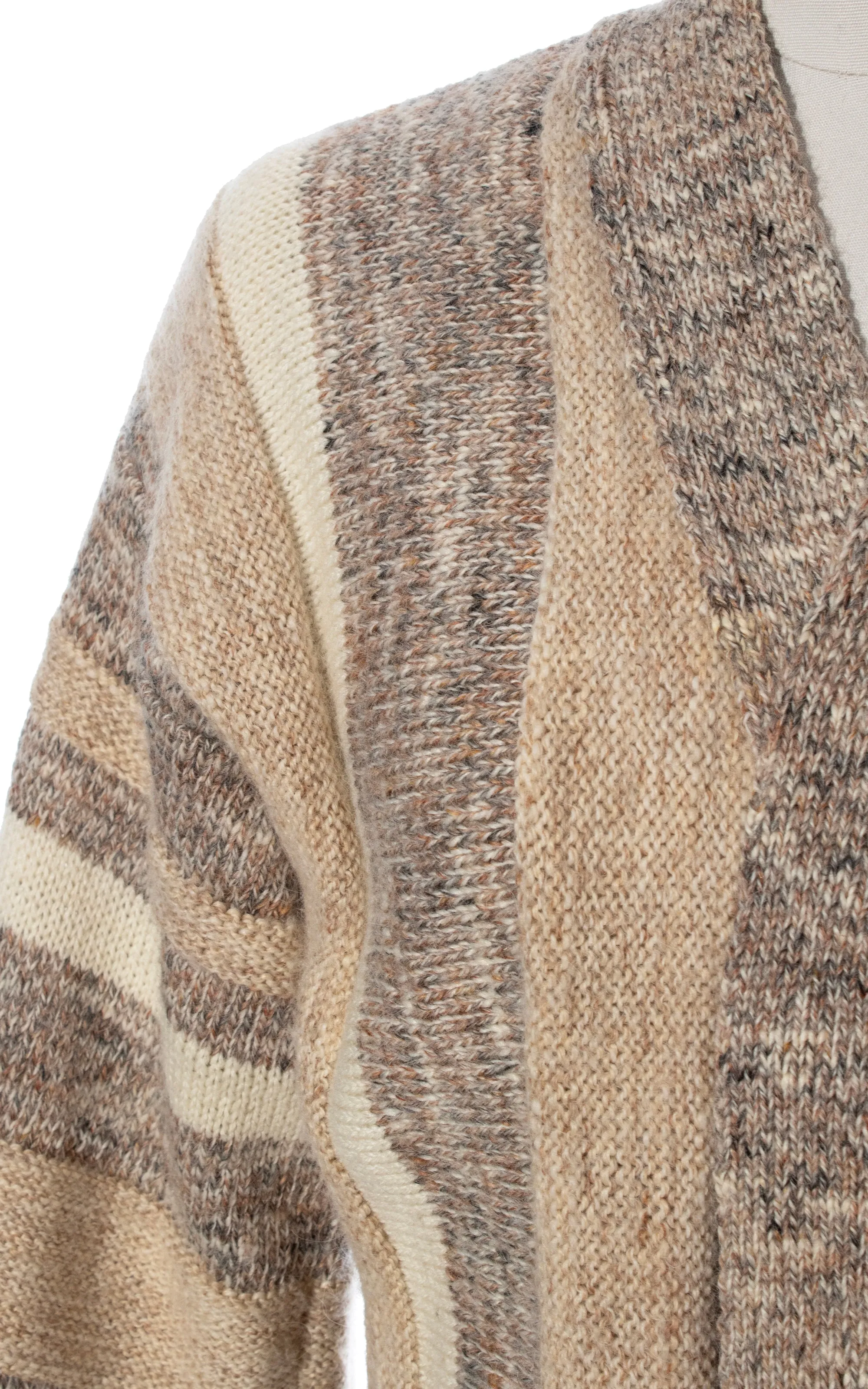 1970s Chunky Knit Wool Wide Sleeve Sweater Coat | medium/large