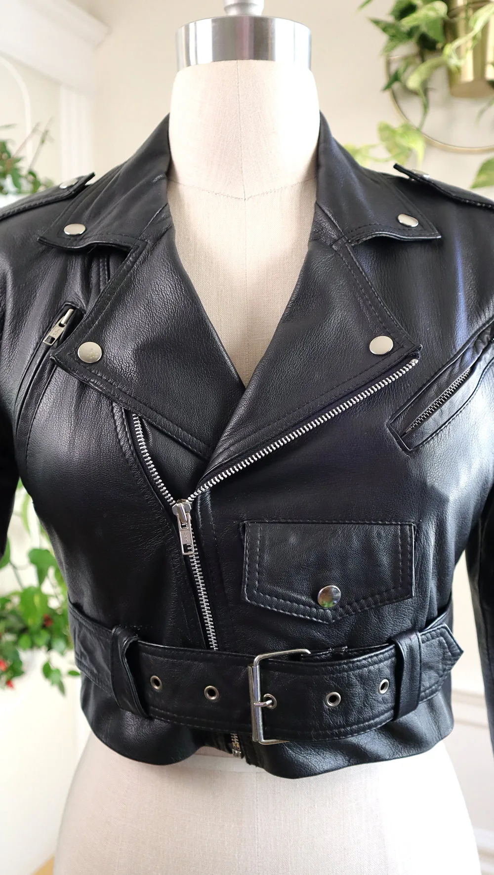 1980s 1990s WILSONS LEATHER Black Moto Jacket | medium/large