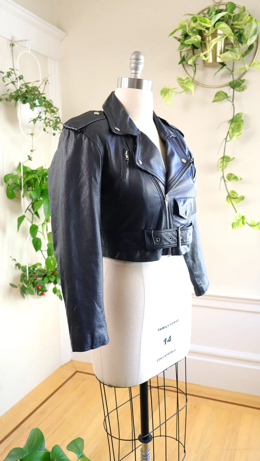 1980s 1990s WILSONS LEATHER Black Moto Jacket | medium/large
