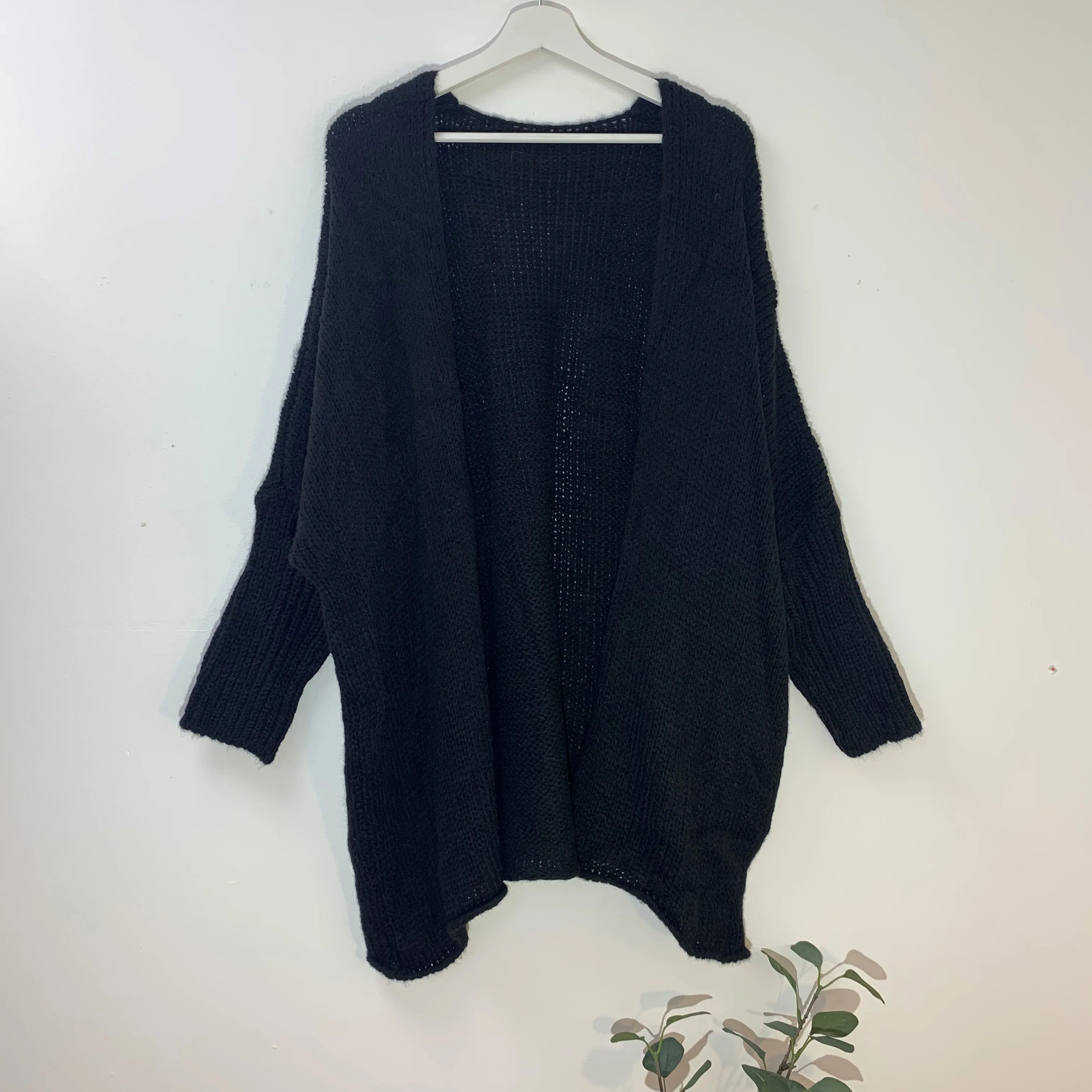 Acrylic wool mix slouchy cardigan (O/S)