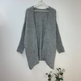 Acrylic wool mix slouchy cardigan (O/S)