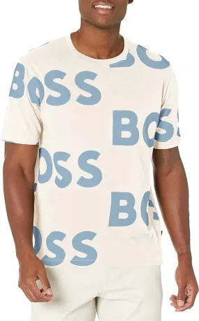 All Over Logo Sort Sleeve Crew Neck Cotton T-Shirt