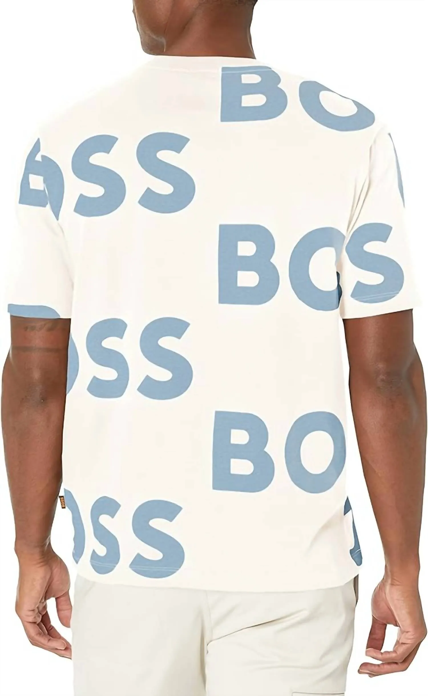 All Over Logo Sort Sleeve Crew Neck Cotton T-Shirt