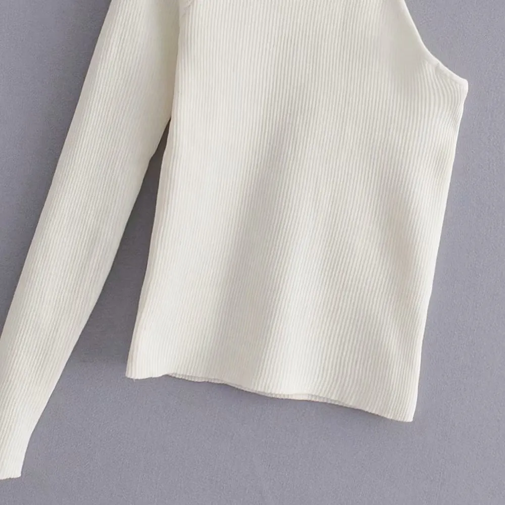 ASYMMETRIC HIGH NECK SWEATER