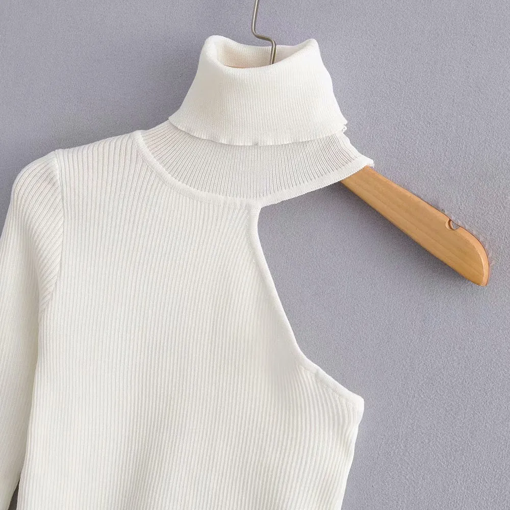 ASYMMETRIC HIGH NECK SWEATER