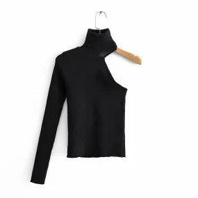 ASYMMETRIC HIGH NECK SWEATER