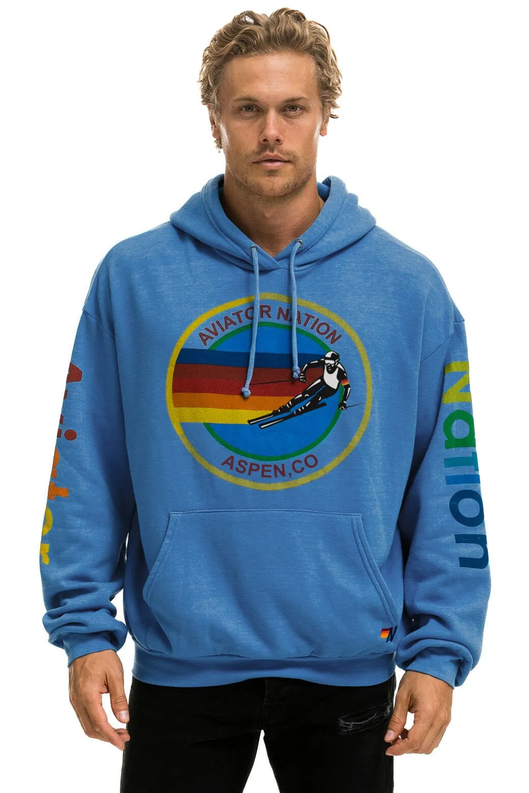 AVIATOR NATION ASPEN RELAXED PULLOVER HOODIE - COBALT