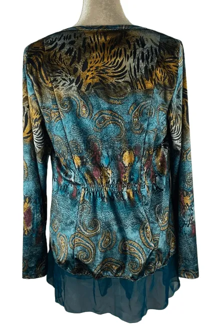 Covington women's velvet shrug in topaz or light grey size M