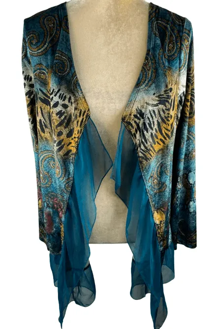 Covington women's velvet shrug in topaz or light grey size M