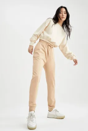 Defacto Women's Beige Lace Waist Pocket Relax Fit Jogger Tracksuit