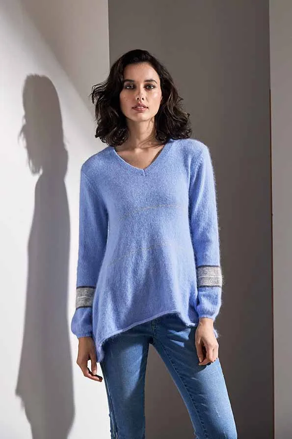 Helix Stripe Sweater - Iris Blue