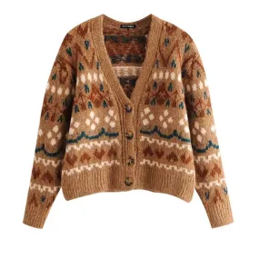 JACQUARD KNITTED CARDIGAN