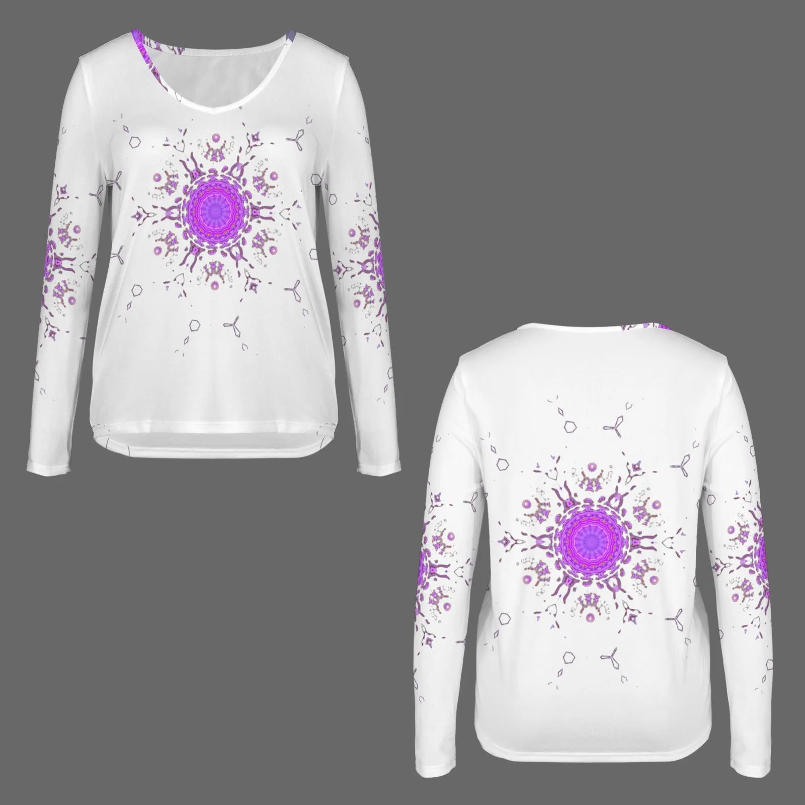 Long Sleeve V Neck Sweater Bergamot Medallion II
