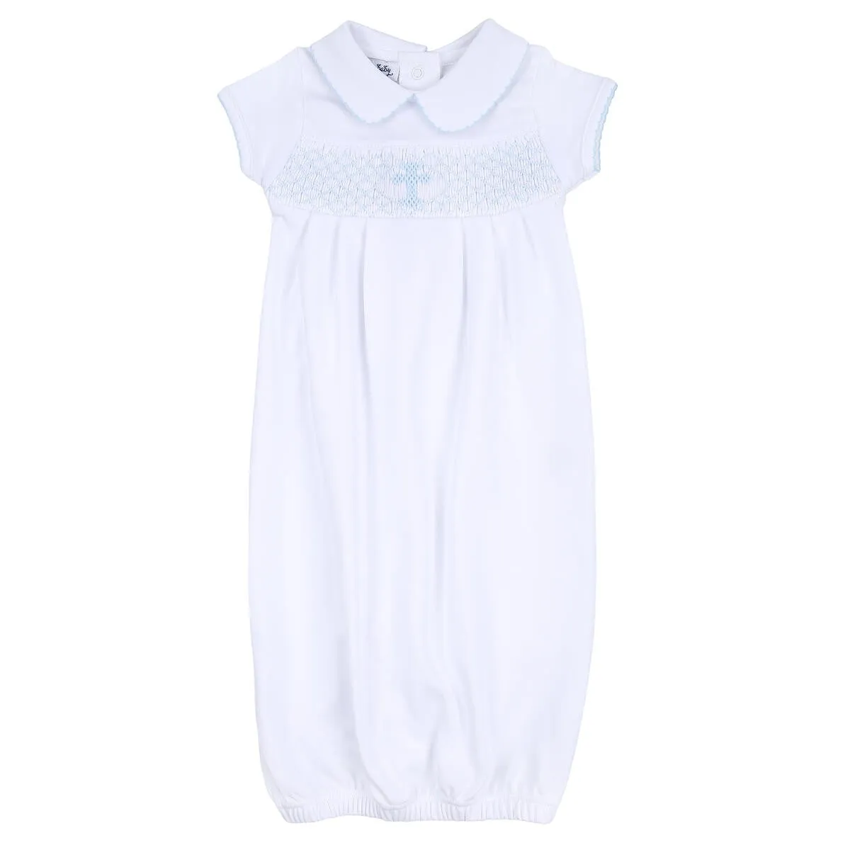 Magnolia Baby Boys Blessed Smocked Cross Gown - Blue