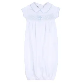 Magnolia Baby Boys Blessed Smocked Cross Gown - Blue