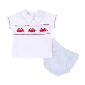 Magnolia Baby Boys Crab Classics Smocked Diaper Set