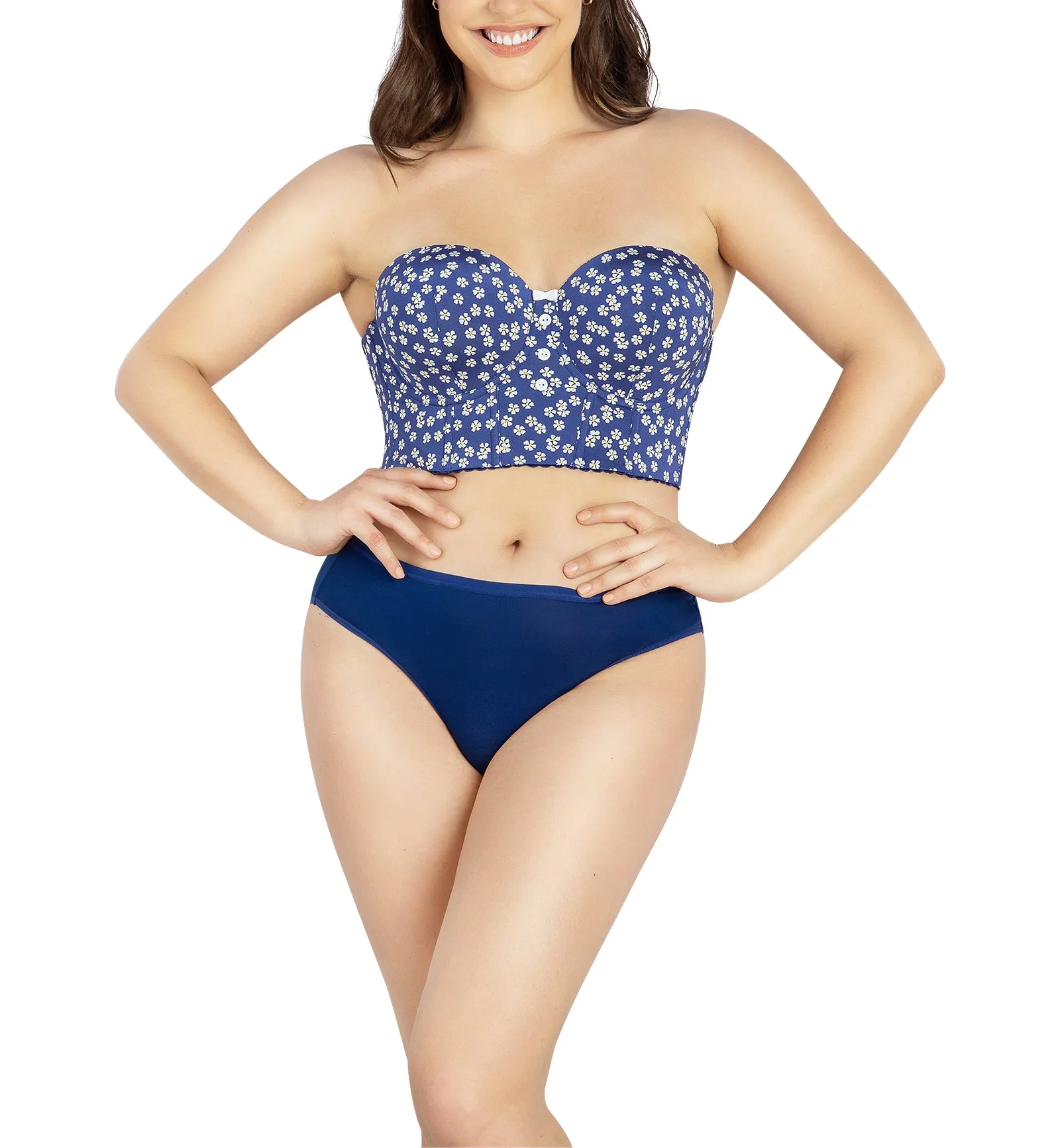 Parfait Dolly Molded Underwire Midi Bustier (P50119) - Blue Daisy
