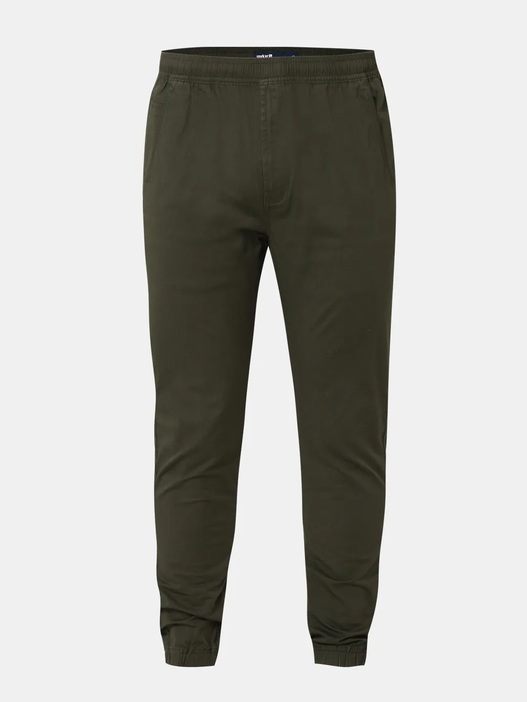 Spykar Green Jogger Fit Cotton Trouser For Men