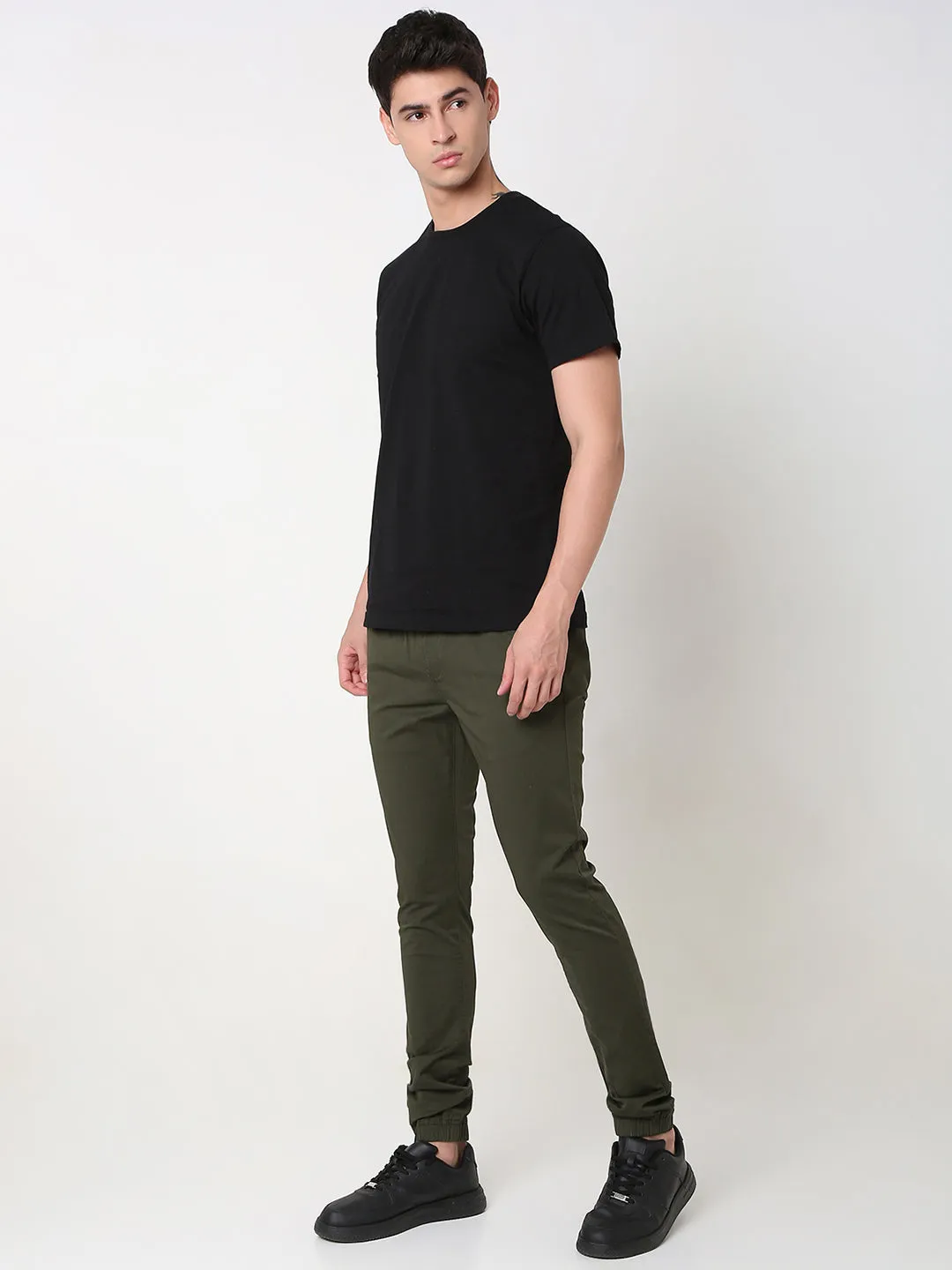 Spykar Green Jogger Fit Cotton Trouser For Men