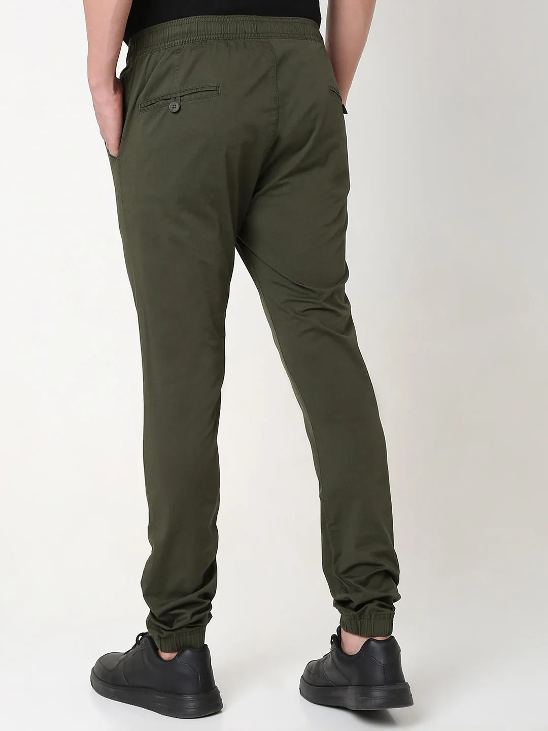 Spykar Green Jogger Fit Cotton Trouser For Men