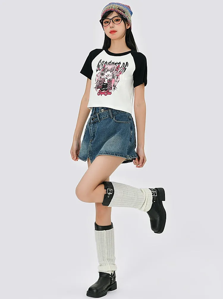 Summer Y2k Style Comic Graphic Print Slim Fit T-shirt