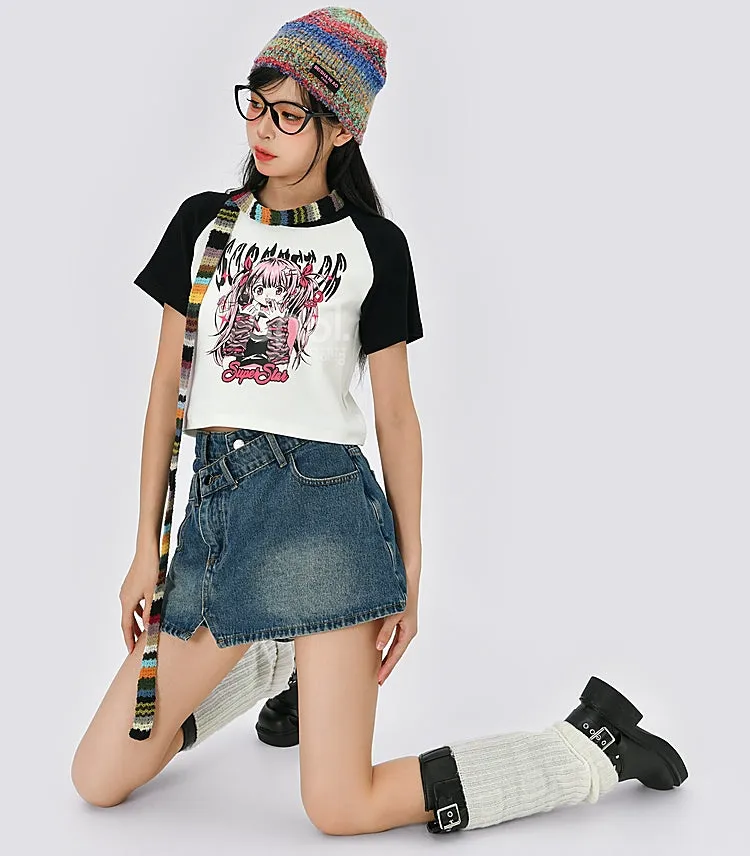 Summer Y2k Style Comic Graphic Print Slim Fit T-shirt