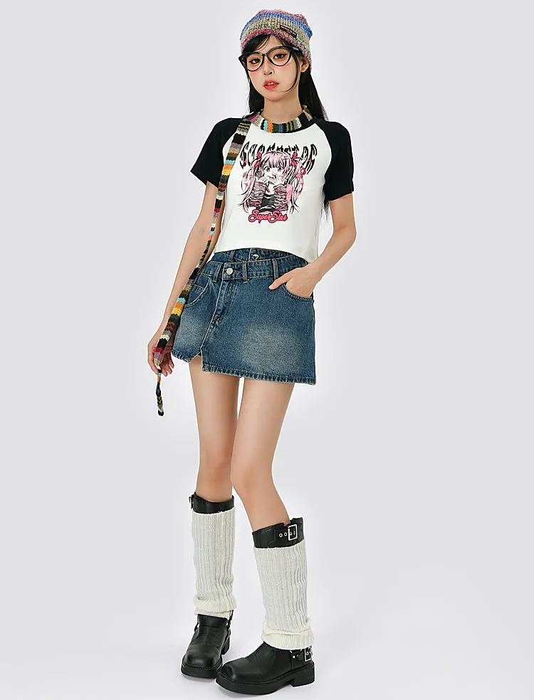 Summer Y2k Style Comic Graphic Print Slim Fit T-shirt