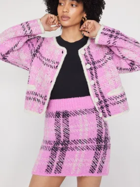 Winnie Pink Check Boucle Knit Cardigan