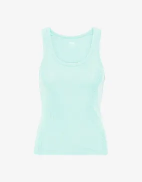 Women Organic Rib Tank Top - Light Aqua